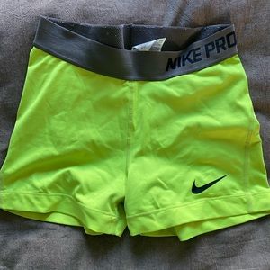 Nike pro shorts bright yellow and gray size: SMALL
